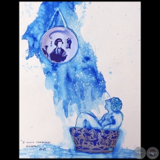 El novio enamorado - Serie AZUL dibujo sobre papel de Ricardo Migliorisi - Año: 2018
